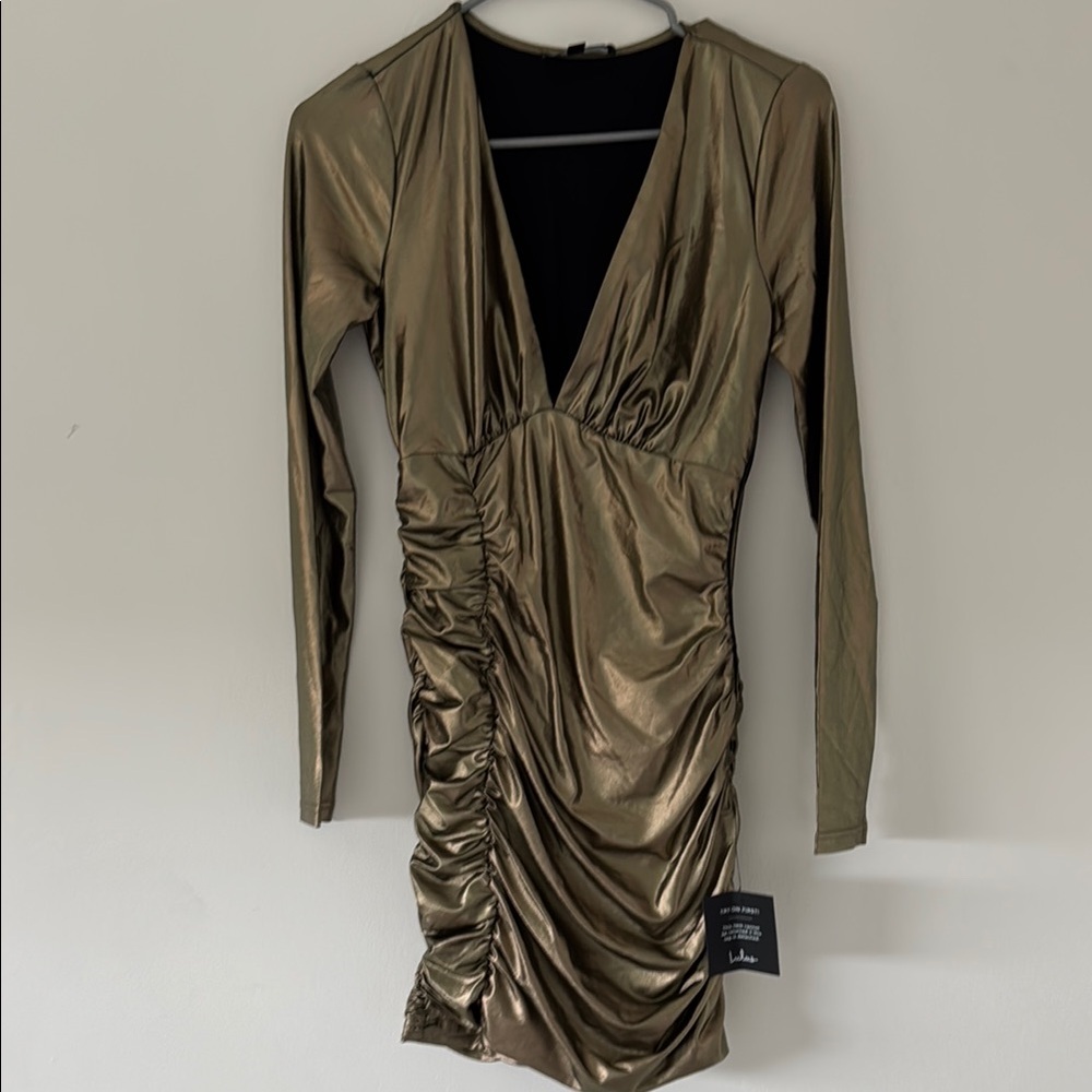 Lulu's Green Ruched Asymmetrical Cocktail Dress